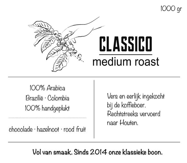 Classico 350gr - Vol van smaak. Sinds 2014 onze klassieke boon.